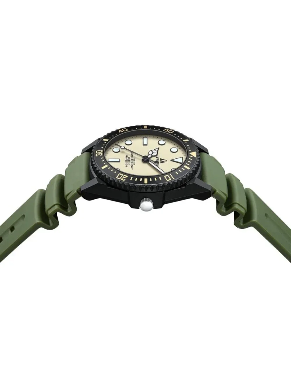 Men's Green Yellow Analog Quartz Leather Waterproof Luminous Luxury Casual Watch
